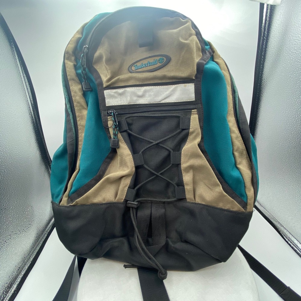 Vintage Timberland Large Backpack Teal Tan Black Gorpcore Hiking Bag Y2K School